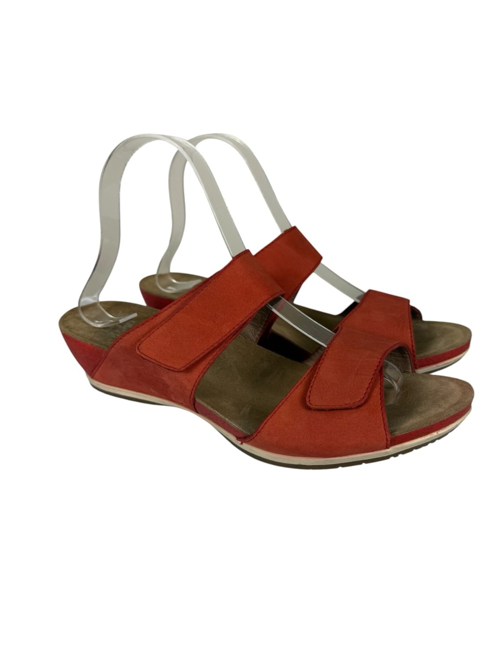 Dansko Vienna Red Suede Slip On Adjustable Wedge Slide Sandals Sz 40